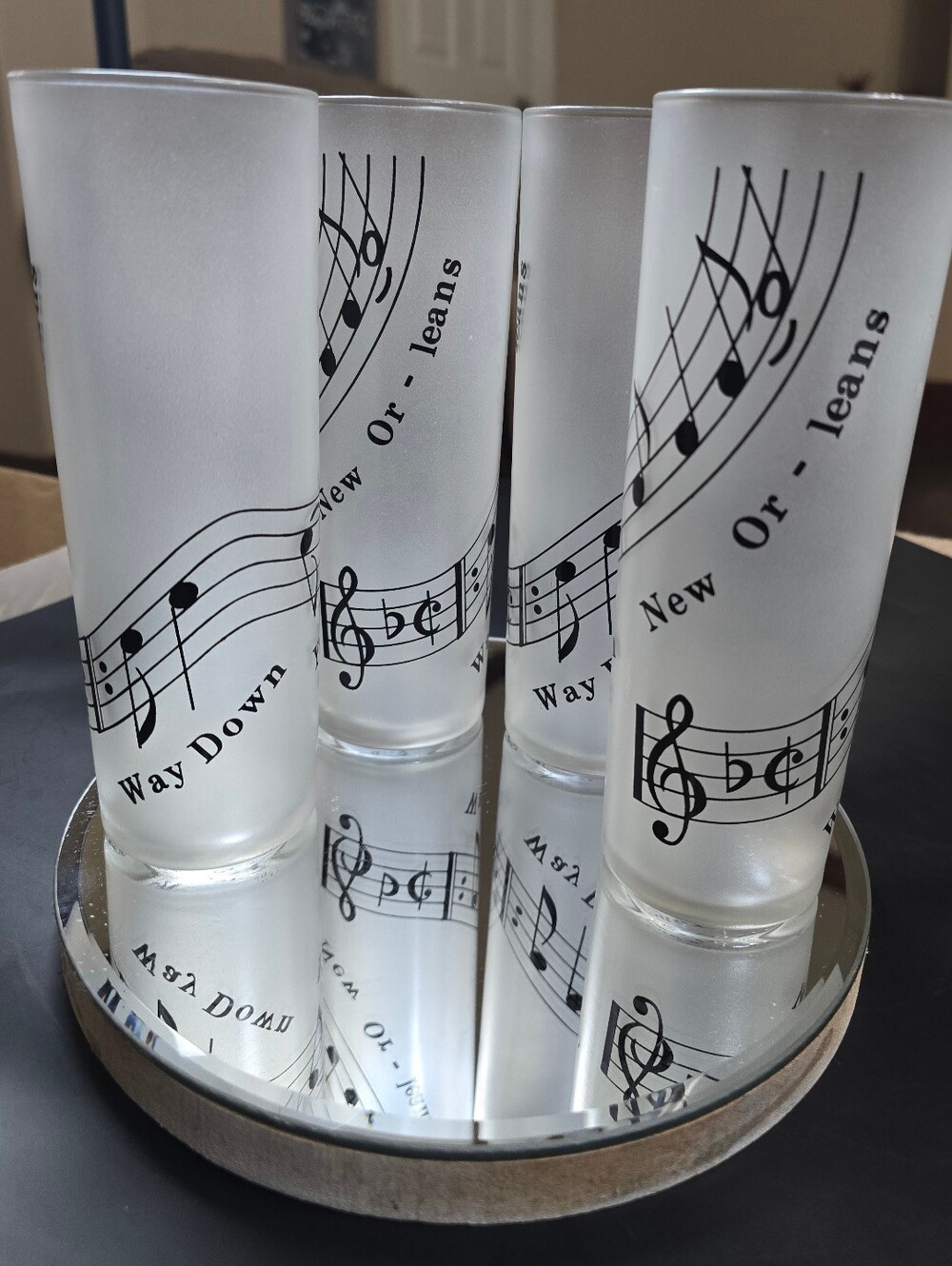 Vintage Frosted Highball Glass Musical Tumblers Way Down Yonder In New Orleans